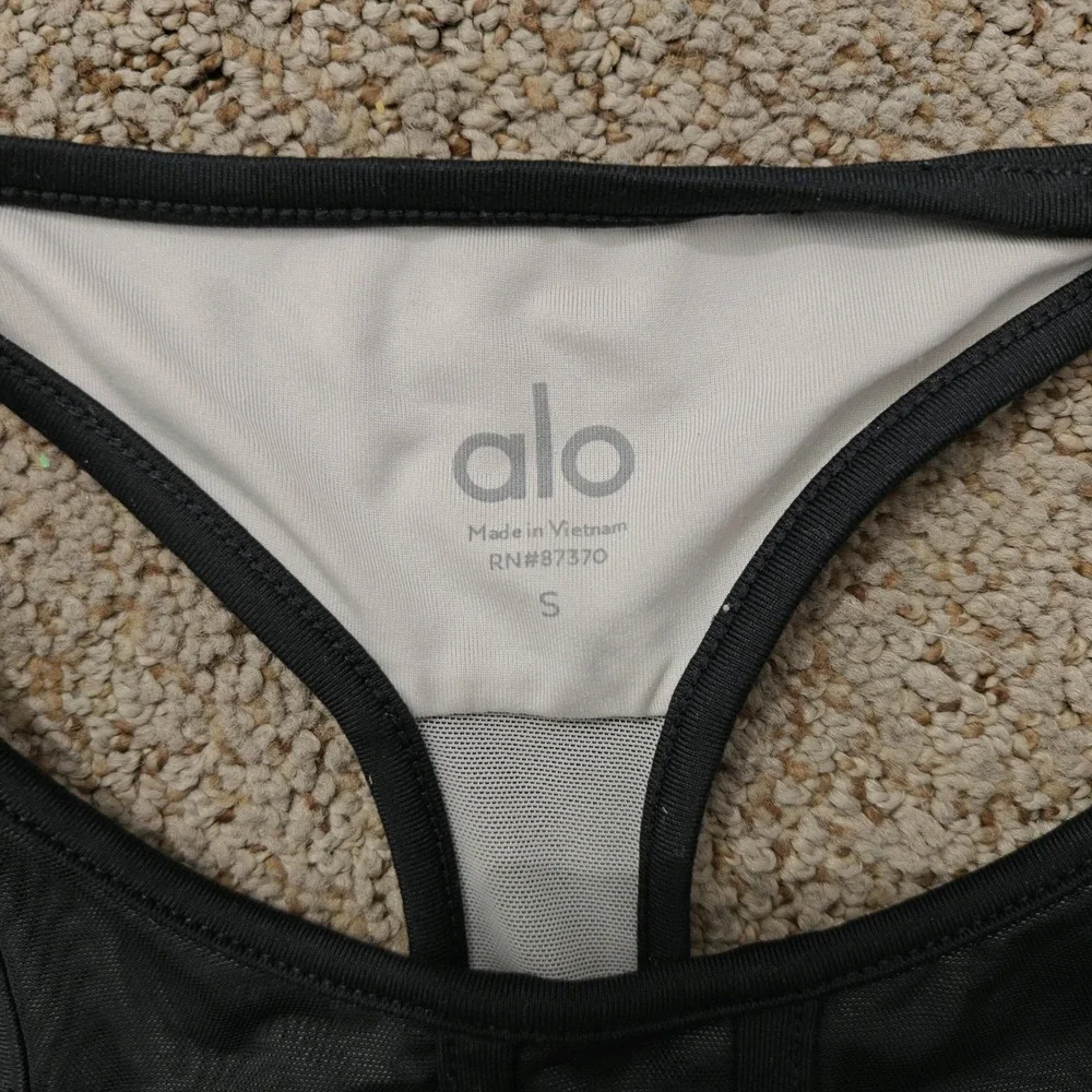 Alo Yoga Black High Neck‎ Mesh Racerback Sports Bra Small Activewear